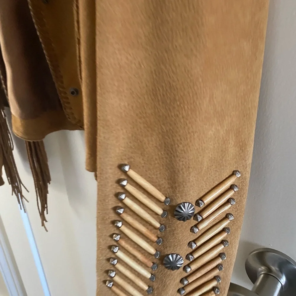 Fringe Leather Jacket in Tan - Picture 5 of 7